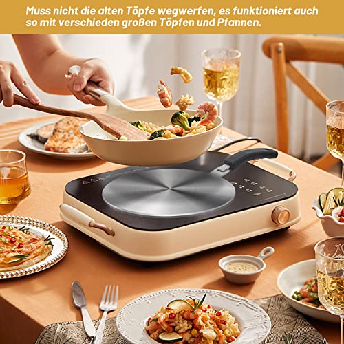 Induction Plate Adapter for Glass Cooktop Heat Diffuser for Electric Gas Glass Stove with Detachable Handle, 24CM