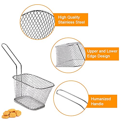 DURANTEY 8 PCS Chip Serving Frying Baskets Mini Chip Baskets Stainless Steel Chip Serving Basket Fried Baskets Serving Fry Baskets Food Presentat