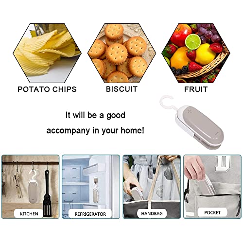 DHinkyoung Bag Sealer with Hook, 2 in 1 Heat Vacuum Sealer Portable Bag Resealer Machine for Cookie Bag Chip Bag Pet Food Bag Kitchen Camping Tra