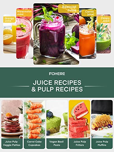 Juicer Machines, FOHERE 800W Juicer Whole Fruit and Vegetables, Quick Juicing Easy to Clean, 75MM Large Feed Chute, Dual Speed Setting and Non-Sl