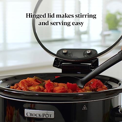 Crockpot Lift and Serve Digital Slow Cooker with Hinged Lid and Programmable Countdown Timer | 4.7 L (up to 5 People) | Energy Efficient | Black