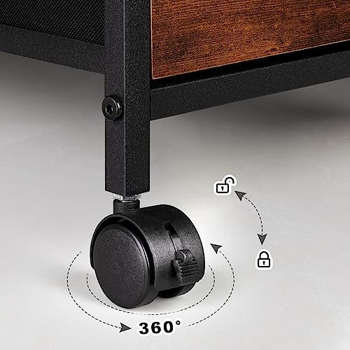 Finnhomy 3-Drawer Mobile File Cabinet for Home Office, Fabric Lateral Filing Cabinet with Wooden Board, Printer Stand with Open Storage Shelves f