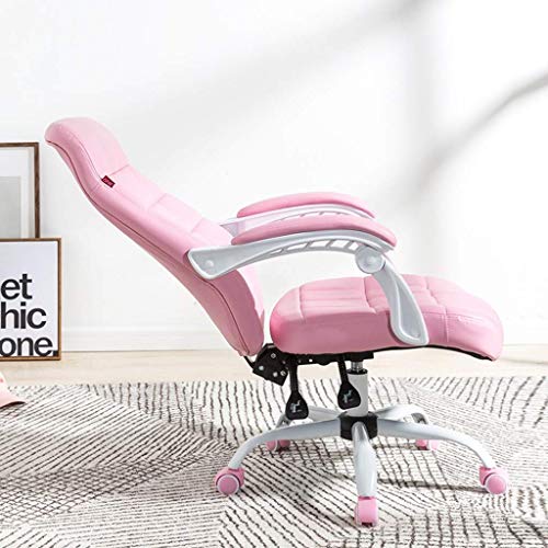 Mu Home Office Chair Boss Reclining Office Chair Girls Cute Bedroom Computer Chair Lying Sleeping Seat Loading 300Kg,Pink,64 * 64 * 107Cm
