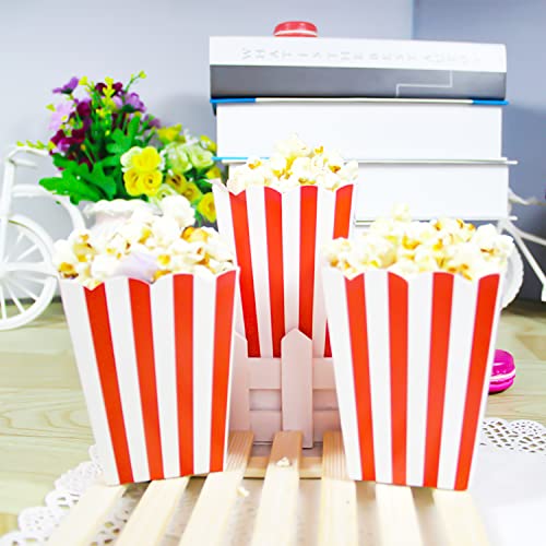 24 Pcs Popcorn Carton, Popcorn Bag, Striped Popcorn Bucket, Sweets Carton, Striped Party Box for Movie Nights And Holiday Parties