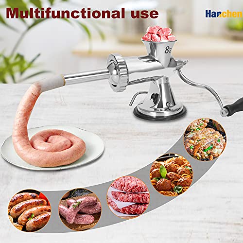 Hanchen Manual Meat Grinder Mincer Sausage Stuffer Machine 8s/12 All Stainless Steel Household Multi-Function Enema Sausage Stuffing Machine 8s