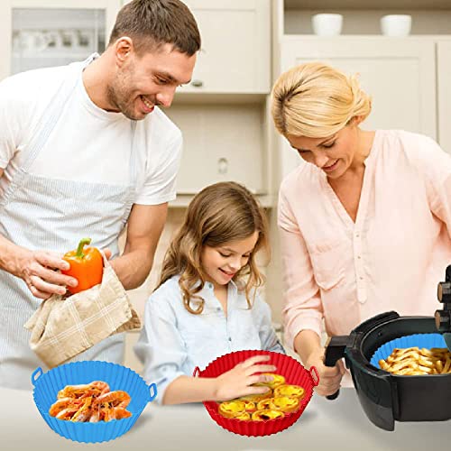 Air Fryer Silicone Pot, 2PCS Reusable Silicone Air Fryer Liners, 7.9 inch Round Air Fryer Basket, Non-Stick Air Fryer Accessories, Replacement of