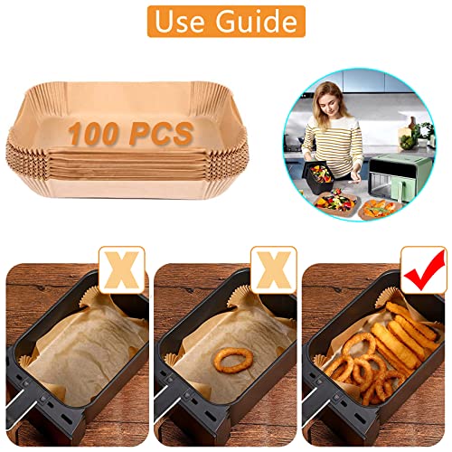 Air Fryer Liners for Ninja Dual Disposable Air Fryer Liners Rectangular 100PCS Disposable for Ninja Dual Air Fryer Compatible with Ninja Microwav