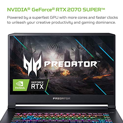 Acer Predator Triton 500 PT515-52-73L3 Gaming Laptop, Intel i7-10750H, NVIDIA GeForce RTX 2070 Super, 15.6" FHD NVIDIA G-SYNC Display, 300Hz, 16G