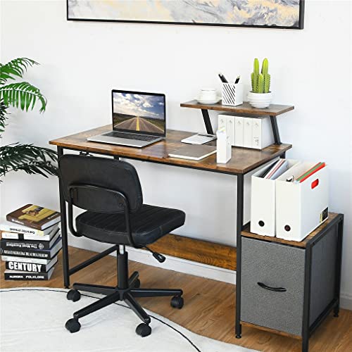 NXYJD Computer Desk Writing Workstation W/Movable Storage Rack & Shelf For Home Office