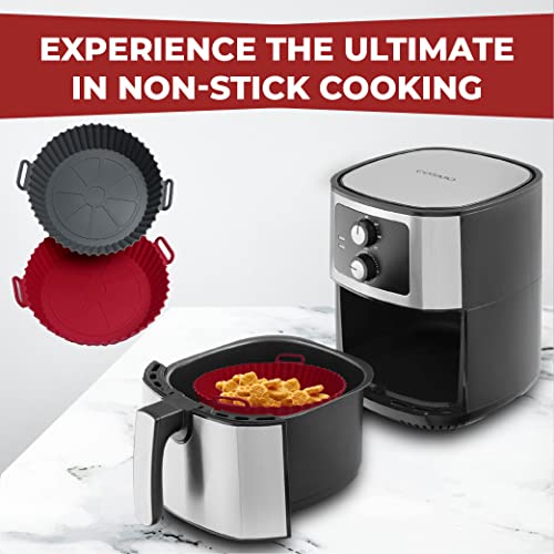 EATO Air Fryer Silicone Liners Set of 2 Air Fryer Liners Pot Reusable Silicone Liners for Cooking, Baking, Oven Safe Replacement of Flammable Par