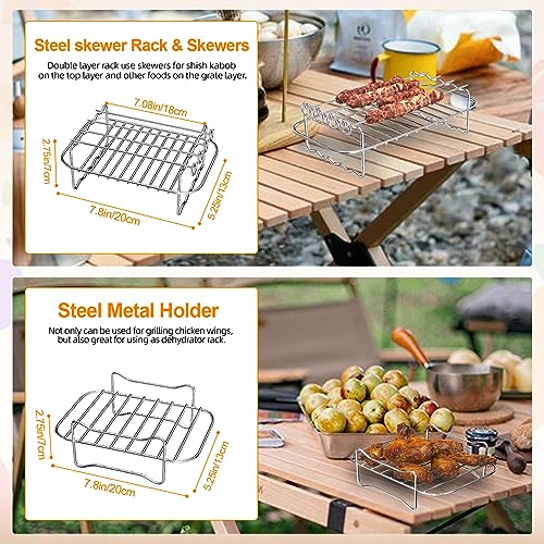 Air Fryer Accessories, 8pcs for Ninja Dual AF400UK & Tower T17088 & AF300UK, Dual Silicone Air Fryer Liners & Gloves, Air Fryer Rack & Food Tong