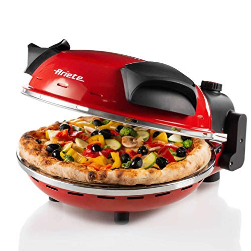 Ariete 909 Fast and Compact Pizza Making Machine for Both Fresh and Frozen Pizzas, Forno Pizza da Gennaro equipped with a Timer and 5 Temp Levels