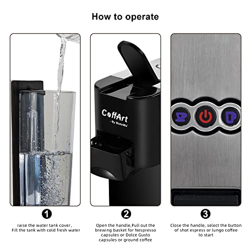 Biolomix Espresso Coffee Machine 3 in 1 19Bar 1450W Multiple Capsule Coffee Maker Fit Nes,DG and Coffee Powder