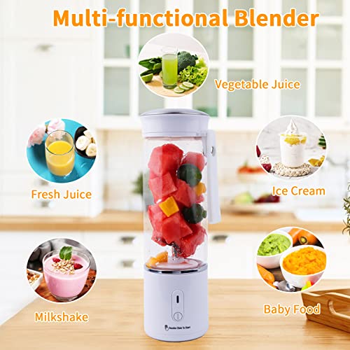Fresh Juice Blender Bottle, Portable Blender Smoothie Maker with 6 Blades, 450ml Electric Mini Blender Portable Blender Bottle USB Rechargeable,