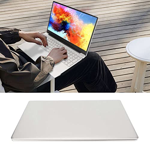 Aeun HD Laptop, UK Plug 15.6in Silver Quad Core 8GB RAM Laptop for Office (8+512G UK Plug)