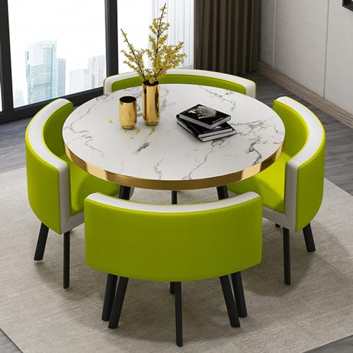 Simple Kitchen Dining Table Set 1 Table 4 Chairs Meetings Negotiation Table 90cm,Reception Round Table Set, Office Conference Table Bar Balcony B