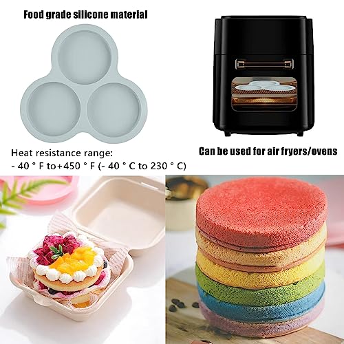 Donfulily Silicone Air Fryer Egg Pan 4-inch, 3 Hole Pancake Pan Fried Egg Pan for Air Fryer Baking Cooking Accessories (Grey)