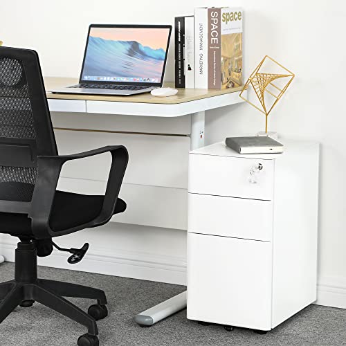 YITAHOME Fully Assembled 3-Drawers Rolling File Cabinet - Lockable Drawers, Home Office Mobile Filing Cabinet with Wheel, Under Desk File Cabinet