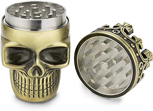 Golden Bell Grinder 1.5 inch Spice Grinder Full Metal Skull Grinder - Bronze