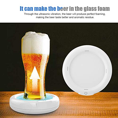 Annadue Ultrasonic Beer Foamer, Beer Bubbler Built-in 1800Mah Lithium Battery, Produce Perfect Foaming, Beer Taste Better, with Silicone Pad, Fix