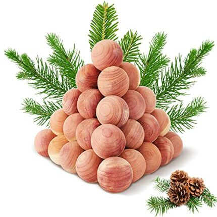 Yizhet Cedar Wood Balls Moth Repellent, 40 Pcs Anti Moth Cedar Balls, Natural Scent Balls for Moth Protection in Wardrobes Drawers, Storage Boxes