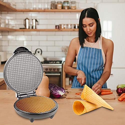 Electric Waffle Cone Maker Machine, Double Side Heating, Non-Stick Stainless Steel Mould, Biscuit Ice Cream Egg Rolls Dessert Baking Pan Kitchen