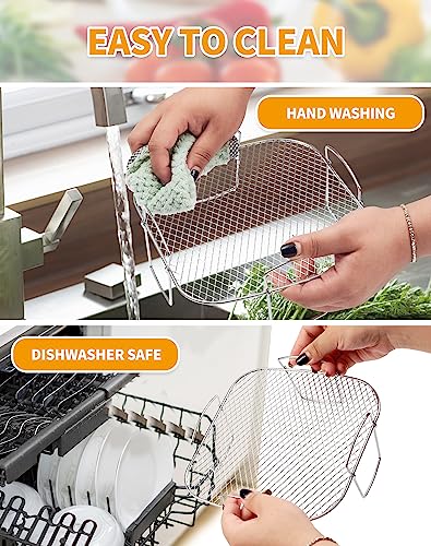 Air Fryer Rack for COSORI Air Fryer 5.5L Square Air Fryer Basket 304 Stainless Steel Dehydrator Rack Air Fryer Accessories Compatible with Instan