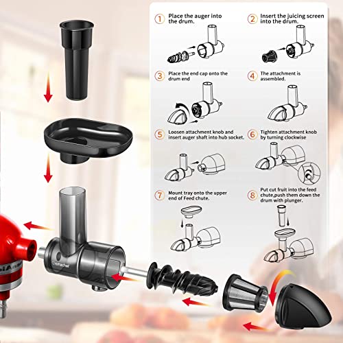 Cold Press Juicers Attachment for Kitchenaid Stand Mixers, AMZCHEF Masticating Slow Juicer Accessories for Kitchen Aid Mixers, Slow Juicer Replac