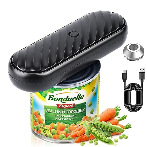 JEEWHEET Electric Can Opener, Type-C Rechargeable Tin Opener, with Replaceable Blade, One Touch Automatic Jar Opener,Safe Smooth, No Sharp Edges,