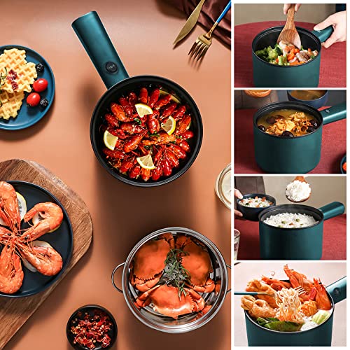 Electric Hot Pot, 1,8L Mini Non-Stick Electric Pan, Portable Mini Electric Skillet with Lid, Spatula and Multi Cooker, Multifunction Cooking Pot