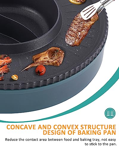 Hot Pot Grill 2-IN-1 Electric Grill with Hot Pot 42cm Korean BBQ Grill Indoor, Hot Pot with Divider, Nonstick and Smokeless,Dual Temperature Cont