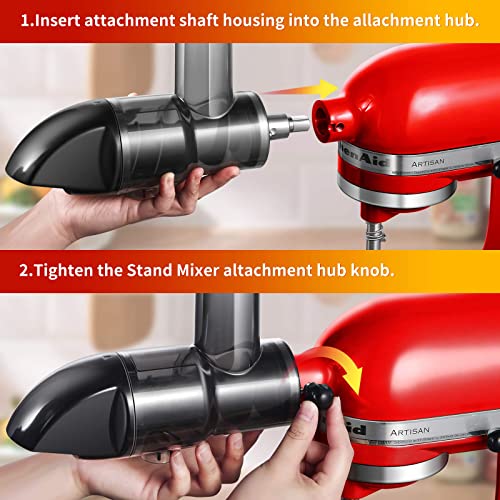 Cold Press Juicers Attachment for Kitchenaid Stand Mixers, AMZCHEF Masticating Slow Juicer Accessories for Kitchen Aid Mixers, Slow Juicer Replac