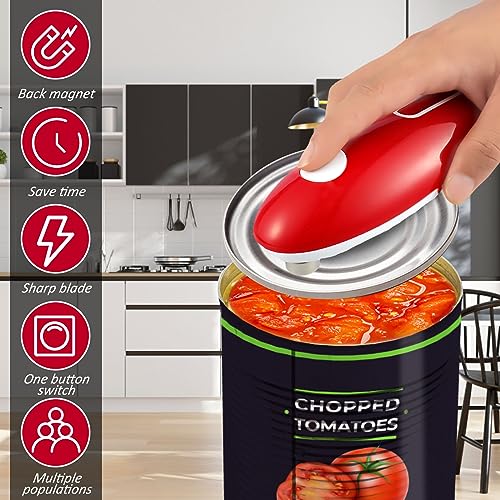 Electric Can Opener Automatic Hand Free Tin Opener Electric Tin Opener with One Touch Switch No Sharp Edges Tin Opener for Kitchen Chef Arthritis