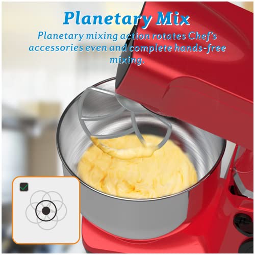 ELESTYLE Stand Mixer, 6L Food Mixer, 1500W, 6 Speeds with Pulse Kitchen Electric Mixer, Tilt-Head Cake Mixer with Stainless Steel Bowl, Dough Hoo