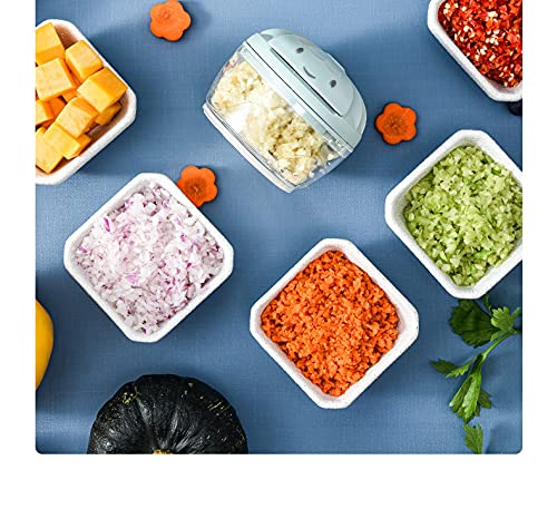 Manual Food Chopper Stainless Steel Blades Hand Chopper Pull String Hand Food Shredder for Vegetable Onions Meat Garlics Chopper