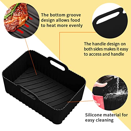Silicone Liners for Ninjas Dual Air Fryer,2pcs Air Fryer Accessories, Reusable Dual Air Fryer Basket, Air Fryer Silicone Pot, air Fryer Liners Si