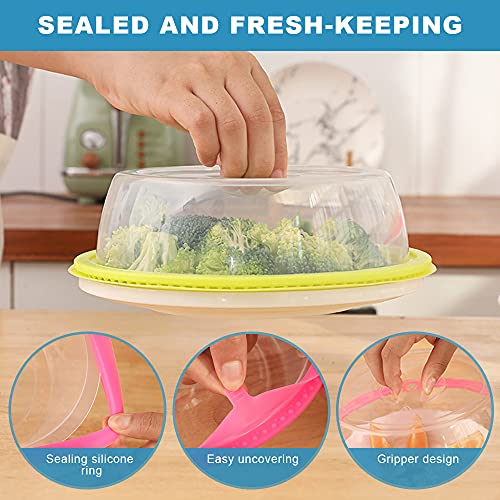 Hwtcjx 6 Pcs Microwave Cover, Plate Covers, Microwave Lid, Microwave Food Cover, Silica Gel + PP, Safe and Non-toxic, Easy to Clean, for Refriger