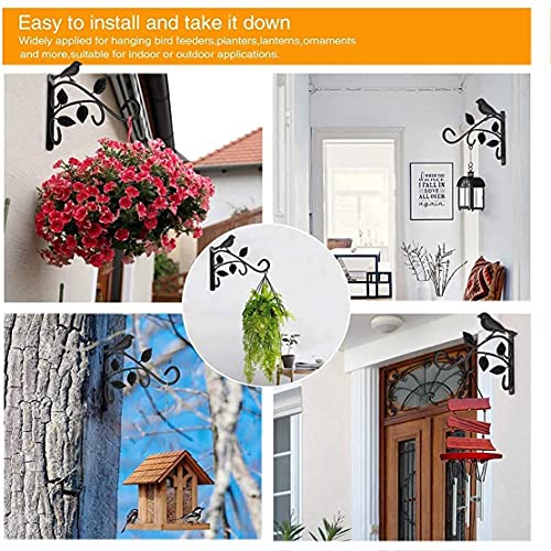 2 Packs Hanging Basket Brackets Wall Hanging Hooks 12 Inch Iron Plant Hanger Wall Hooks for Garden Plants/Lantern/Light/Bird Feeder