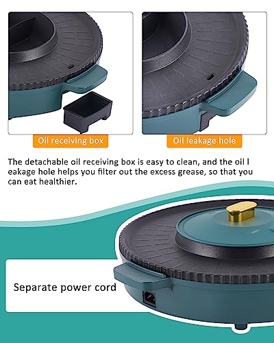 Hot Pot Grill 2-IN-1 Electric Grill with Hot Pot 42cm Korean BBQ Grill Indoor, Hot Pot with Divider, Nonstick and Smokeless,Dual Temperature Cont