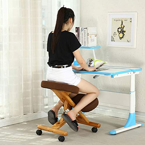 WALNUT Ergonomic Kneeling Chair With Caster Stool Wood Office Posture Support Furniture Ergonomic Wooden Chair Balancing Body Back Pain (Color :