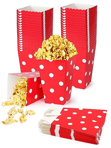 Furuising 40Pcs Mini Popcorn Boxes, Red Popcorn Bags for Party, Reusable Small Popcorn Box, Paper Candy Containers Bucket for Movie Night Birthda