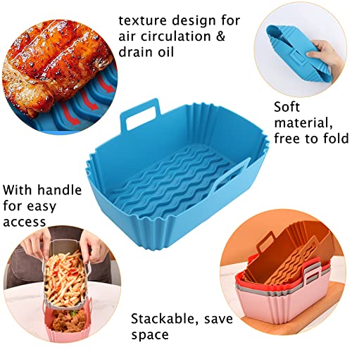 Silicone Air Fryer Liners for Ninja Dual Air Fryer, Reusable Air Fryer Silicone Liner for Ninja Air Fryer Accessories, Air Fryer Basket Airfryer