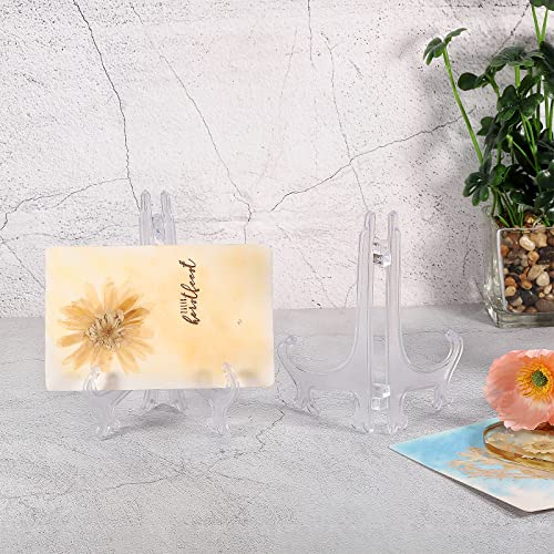 MECCANIXITY 4 Inch Display Stand Holders Display Pictures PS Plastic Clear for Home Decoration, Art, Book Stores Pack of 6