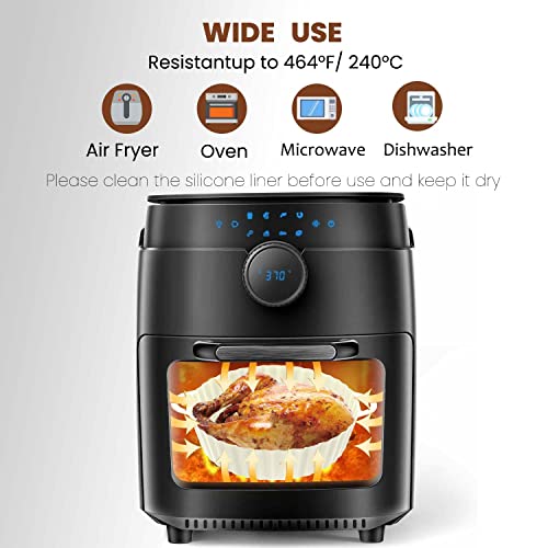 Homestarry Silicone Air Fryer Liner, 2Pcs Air Fryer Liners Reusable Silicone Pot, 8.3" Air Fryer Food Grade Silicone Baking Tray Coking Accessori