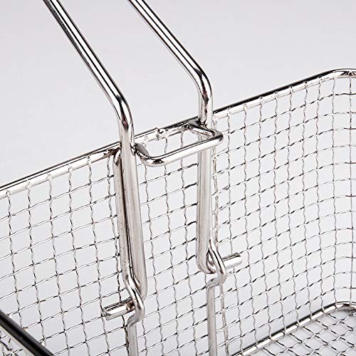 DELITLS Stainless Steel Deep Fat Fryer Basket with Square Plastic Handle, Food Strainer Wire Chip Strainer, Fish Frying Basket Cook Fryer Pan Fry