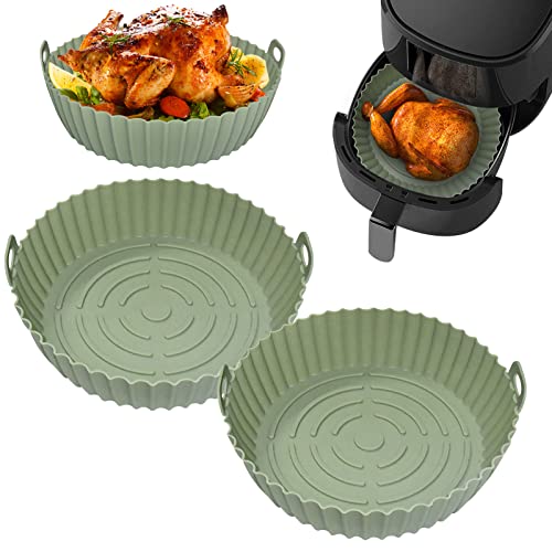 Silicone Pot Fits for Ninjas Dual Air Fryer, Air Fryer Accessories,2Pcs Replacement of Parchment Liner Paper, Basket (Black)