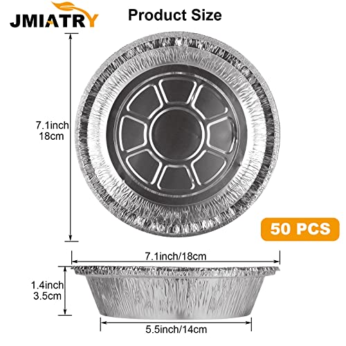 JMIATRY 100 Pcs 7 Inch Round Foil Trays, 720ML Air Fryer Tin Foil Trays, Oil-Proof Non-Stick Aluminum Foil Trays Round for Baking, Cooking, Oven