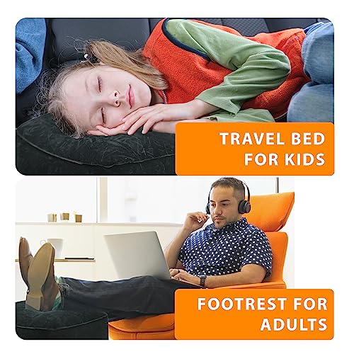 Skyrest Inflatable Travel Foot Rest Pillow-Adjustable Airplane Footrest for Airplane Travel, Car, Train, Home & Office, Airplane Bed for Toddlers