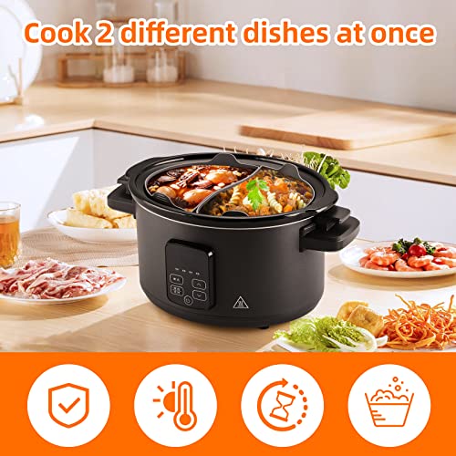 Essbhach Slow Cooker Divider Liners for Crockpot 6QT/6.5Litre, Silicone Insert, BPA Free, Dishwasher Safe, Slow Cooker Accessories Cooking Liner