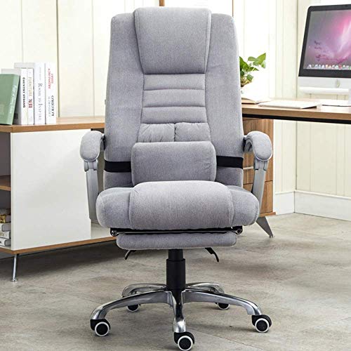 LZQDM Classic Leather-Padded Mid-Back Office Desk Chair with Armrest - Gray